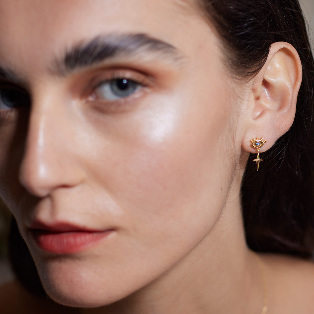 L'occhio Guida | The Guiding Eye Earring | Solid Gold & Sapphire